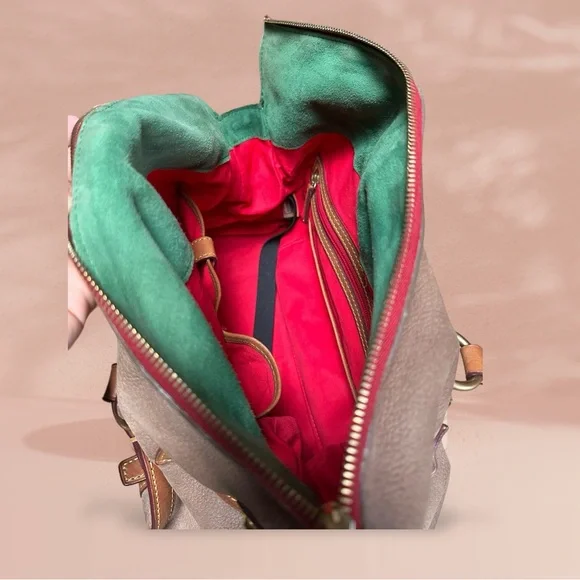 Dooney & Bourke brown suede leather satchel purse (S32) - Picture 8 of 12